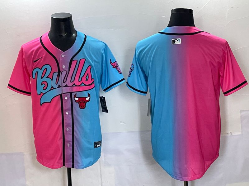 Men 2025 Chicago Bulls Blank Blue pink Nike NBA Jersey style 1